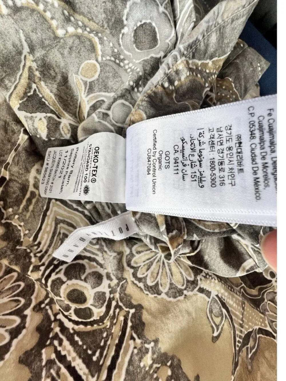 POTTERY BARN Pillow Sham KING Jacquelyn Medallion 100% Organic Cotton Sateen